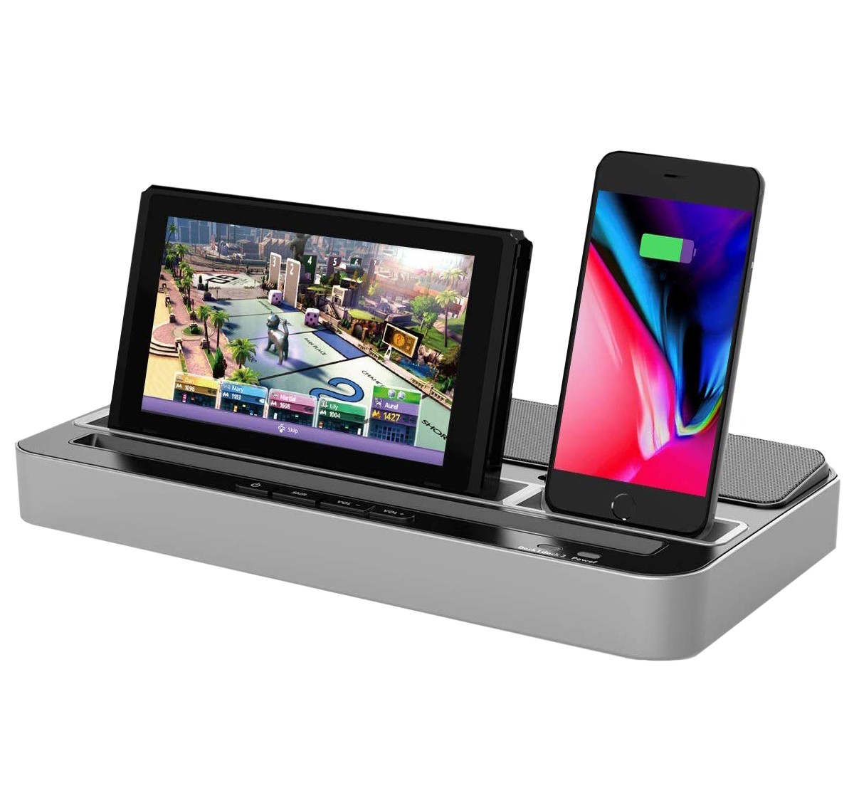 Statie incarcare smartphone Type-C, microUSB, Lightning, boxa 3W Jack 3.5mm, iPega - imagine 13